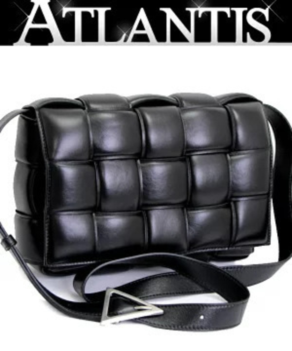 Bottega Veneta Intrecciato Padded Cassette Shoulder Bag Lambskin Black